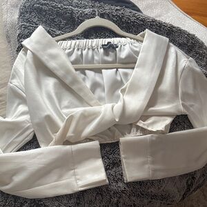 PrettyLittleThing White Satin Wrap Top